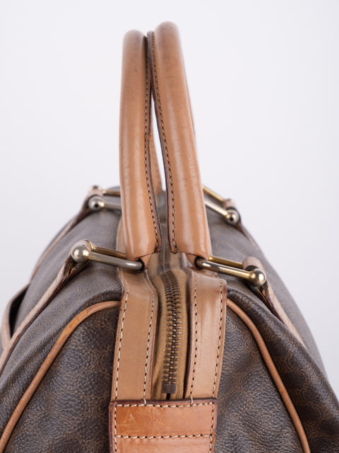 Celine Macadam Vintage Brown Boston Handbag