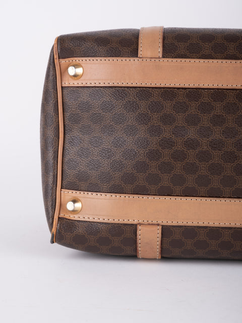 Celine Macadam Vintage Brown Boston Handbag