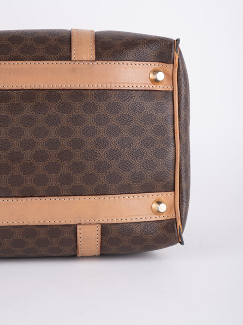 Celine Macadam Vintage Brown Boston Handbag