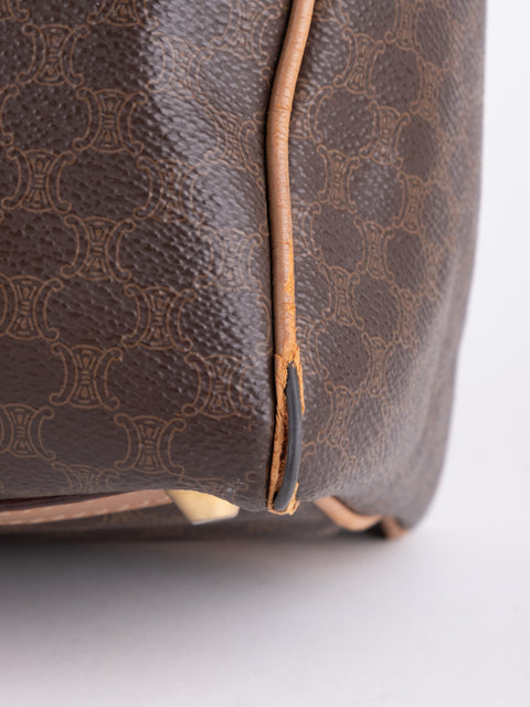 Celine Macadam Vintage Brown Boston Handbag