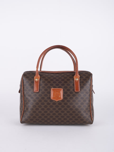 Celine Macadam Vintage Brown Mini Boston Bag