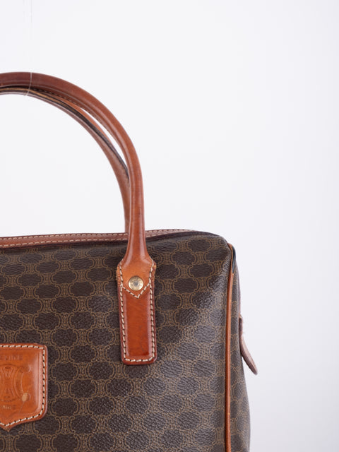 Celine Macadam Vintage Brown Mini Boston Bag