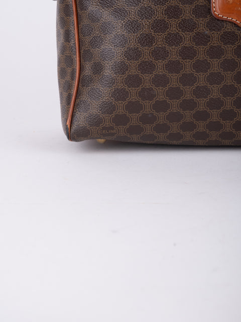 Celine Macadam Vintage Brown Mini Boston Bag