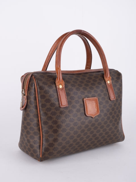 Celine Macadam Vintage Brown Mini Boston Bag