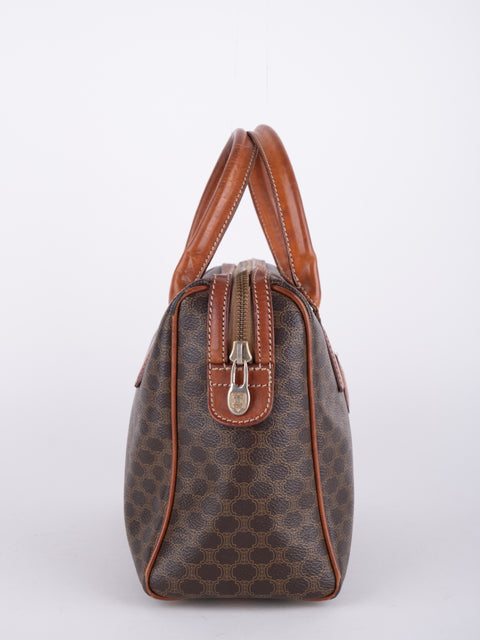 Celine Macadam Vintage Brown Mini Boston Bag