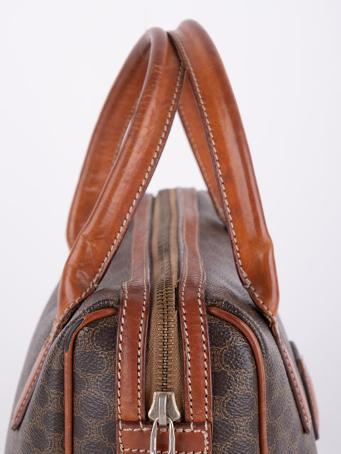 Celine Macadam Vintage Brown Mini Boston Bag