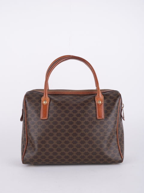 Celine Macadam Vintage Brown Mini Boston Bag