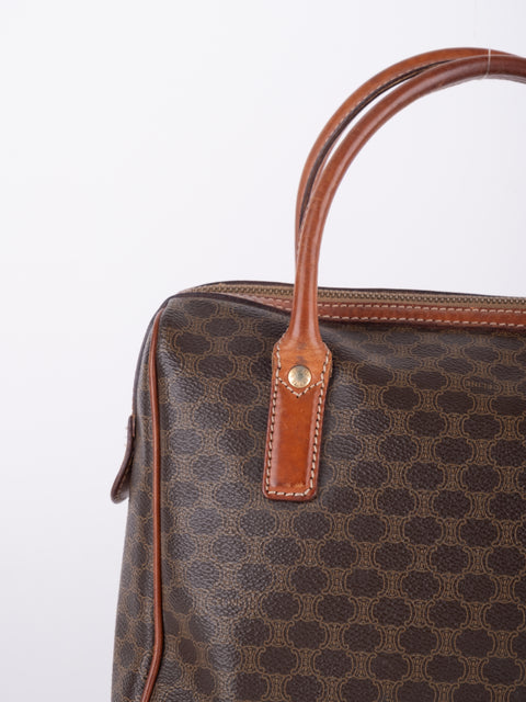 Celine Macadam Vintage Brown Mini Boston Bag