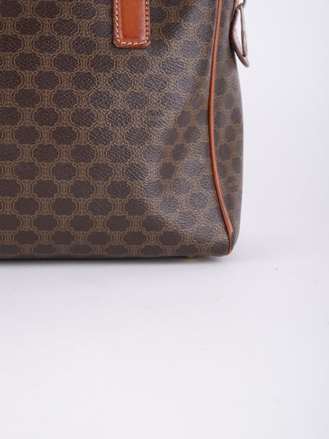 Celine Macadam Vintage Brown Mini Boston Bag