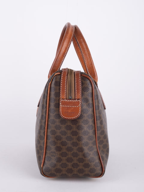 Celine Macadam Vintage Brown Mini Boston Bag