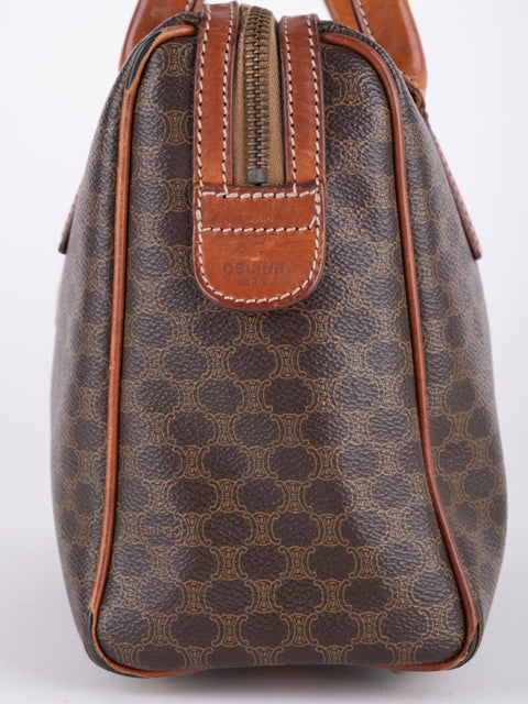 Celine Macadam Vintage Brown Mini Boston Bag