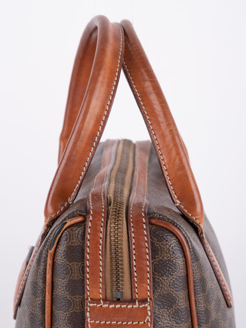 Celine Macadam Vintage Brown Mini Boston Bag