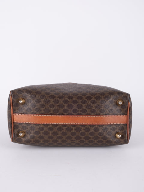 Celine Macadam Vintage Brown Mini Boston Bag