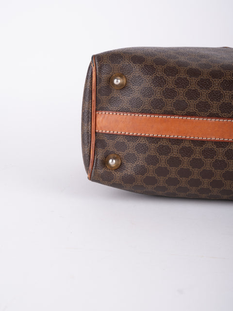 Celine Macadam Vintage Brown Mini Boston Bag