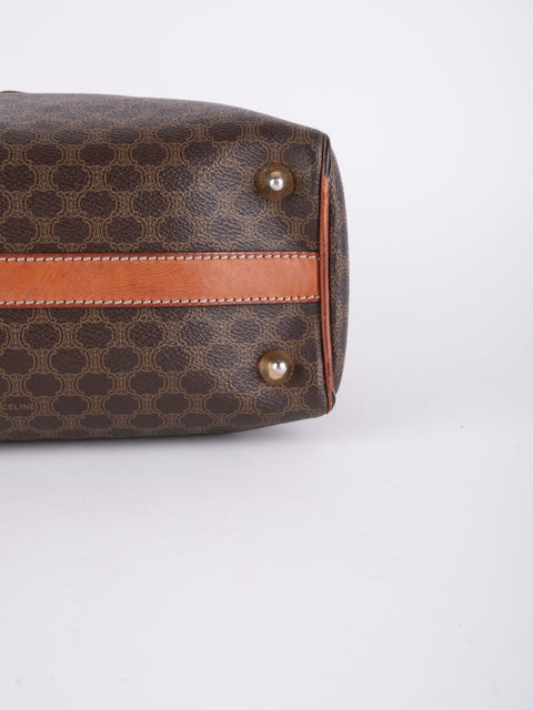 Celine Macadam Vintage Brown Mini Boston Bag