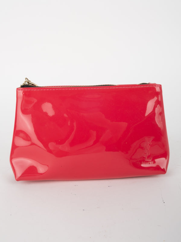 SAINT LAURENT Beauty Patent Red Pouch