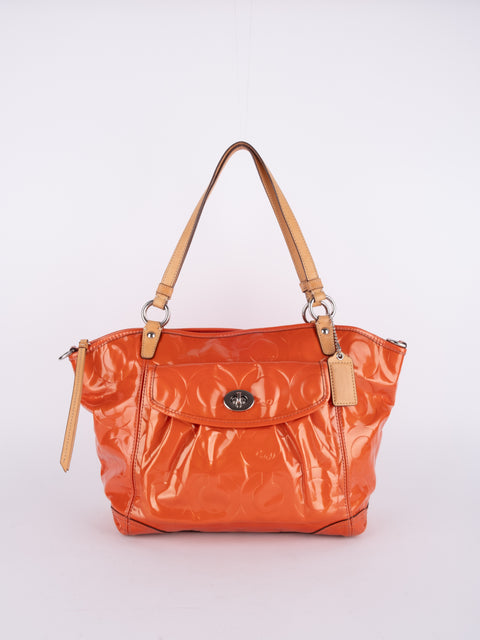 Coach Vintage Orange Patent Leather Shoulder Bag