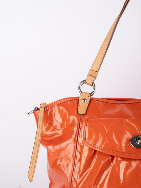 Coach Vintage Orange Patent Leather Shoulder Bag