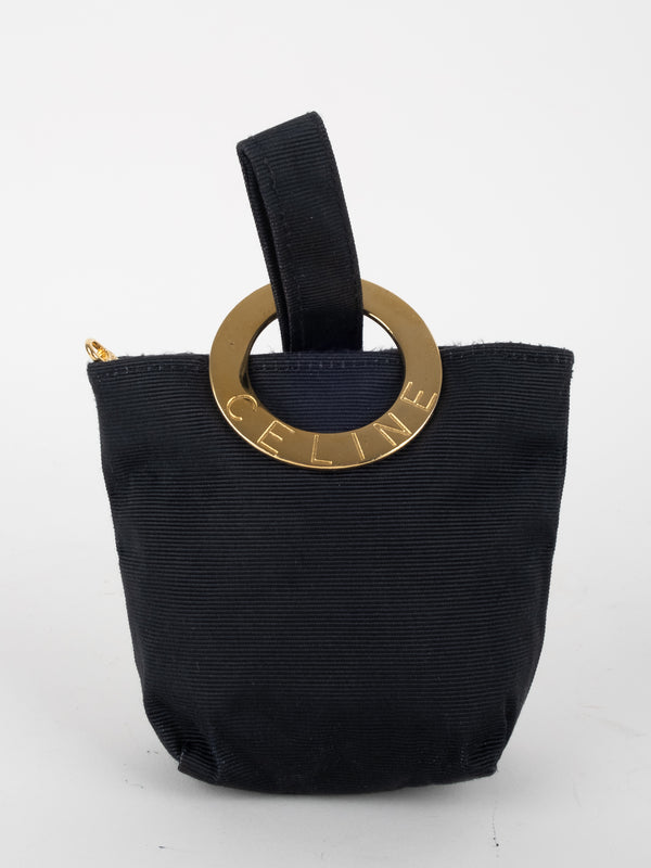 CELINE Mini Canvas Bucket Bag Black