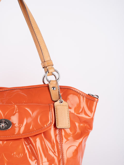 Coach Vintage Orange Patent Leather Shoulder Bag