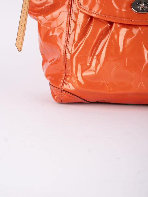 Coach Vintage Orange Patent Leather Shoulder Bag