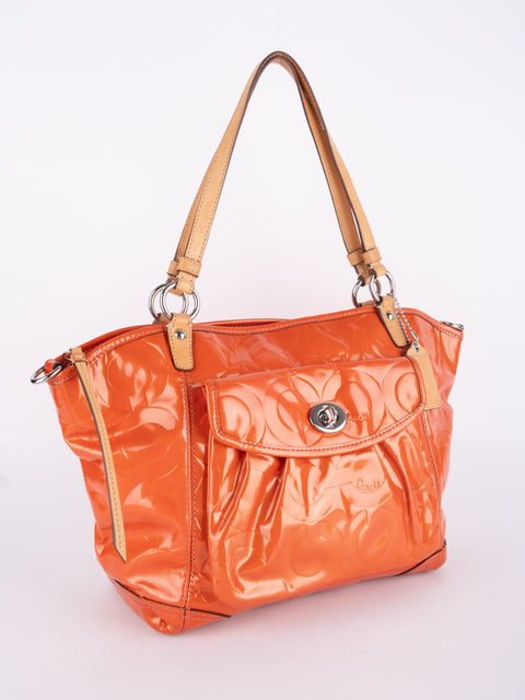 Coach Vintage Orange Patent Leather Shoulder Bag
