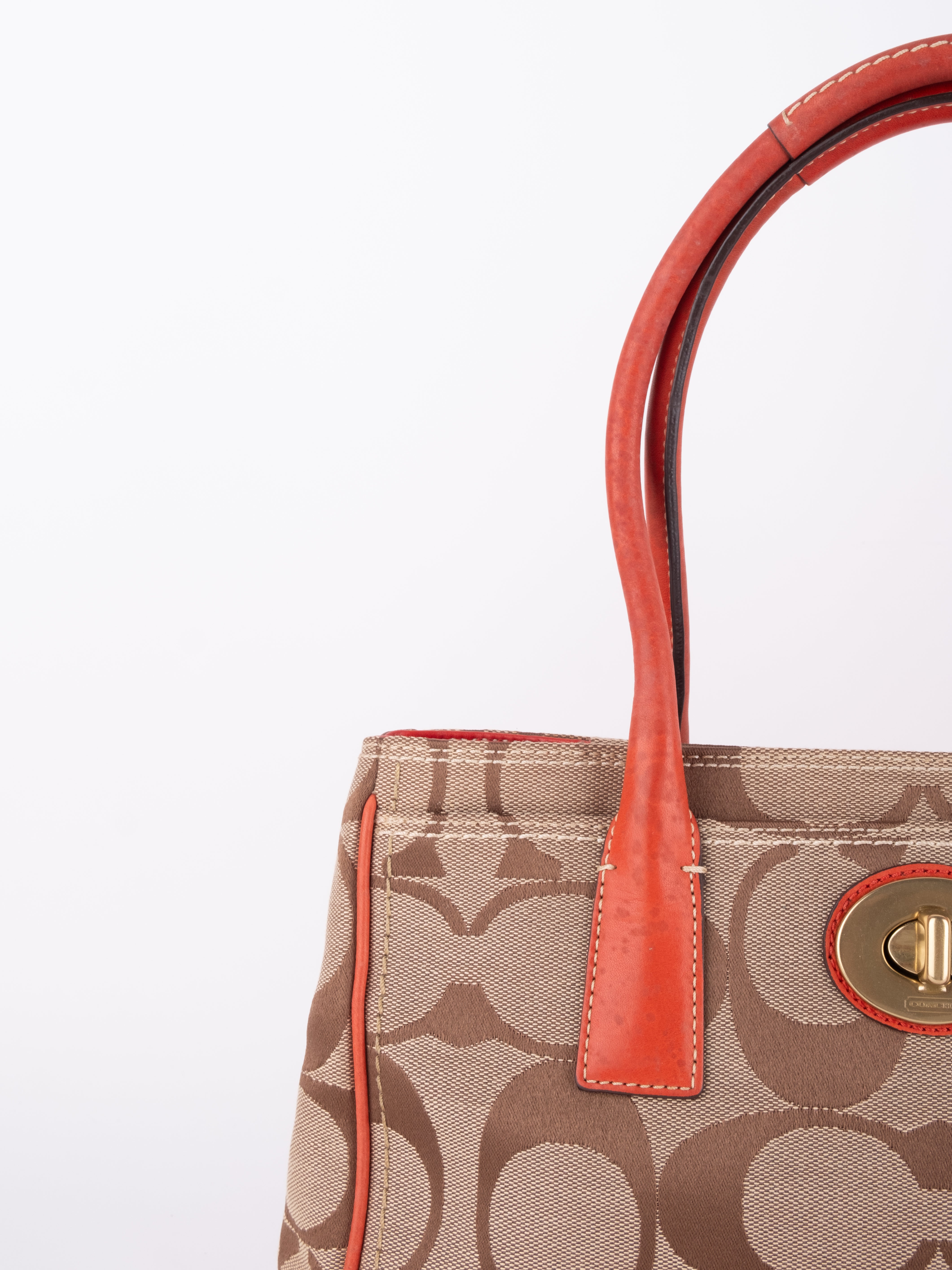 COACH Signature Orange Trim Satchel Bag