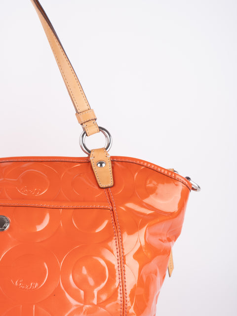 Coach Vintage Orange Patent Leather Shoulder Bag