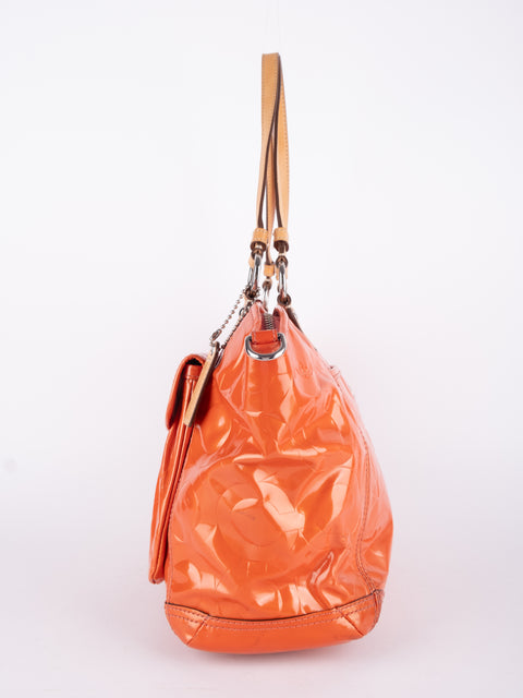 Coach Vintage Orange Patent Leather Shoulder Bag