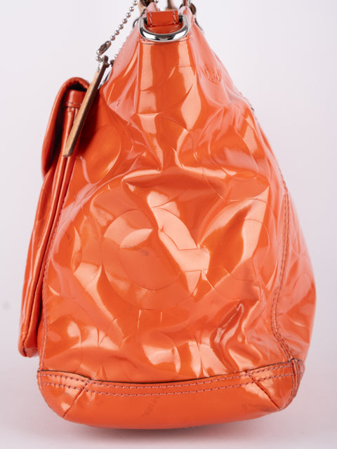 Coach Vintage Orange Patent Leather Shoulder Bag