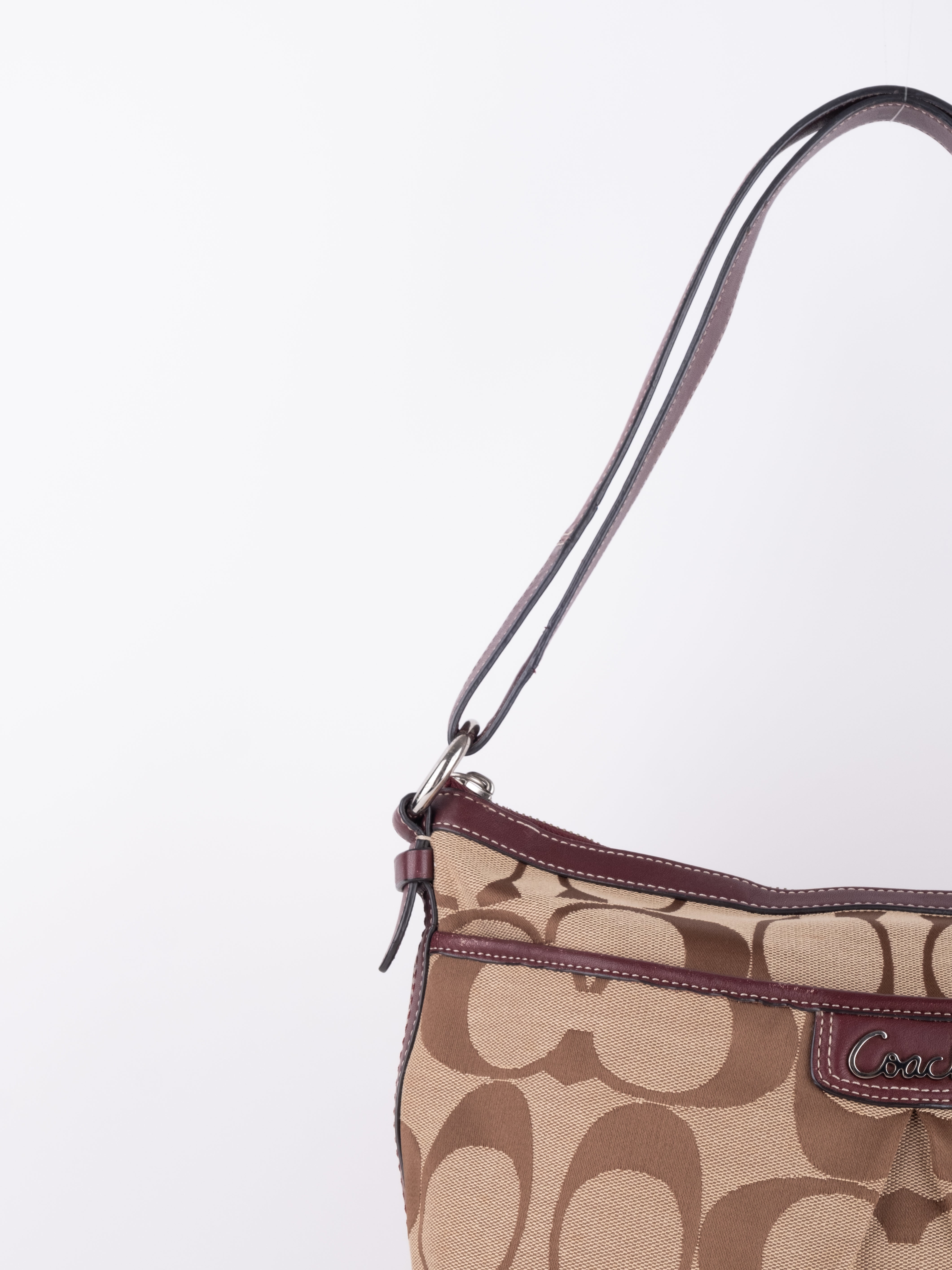 COACH Signature Brown Trim Shoulder Bag