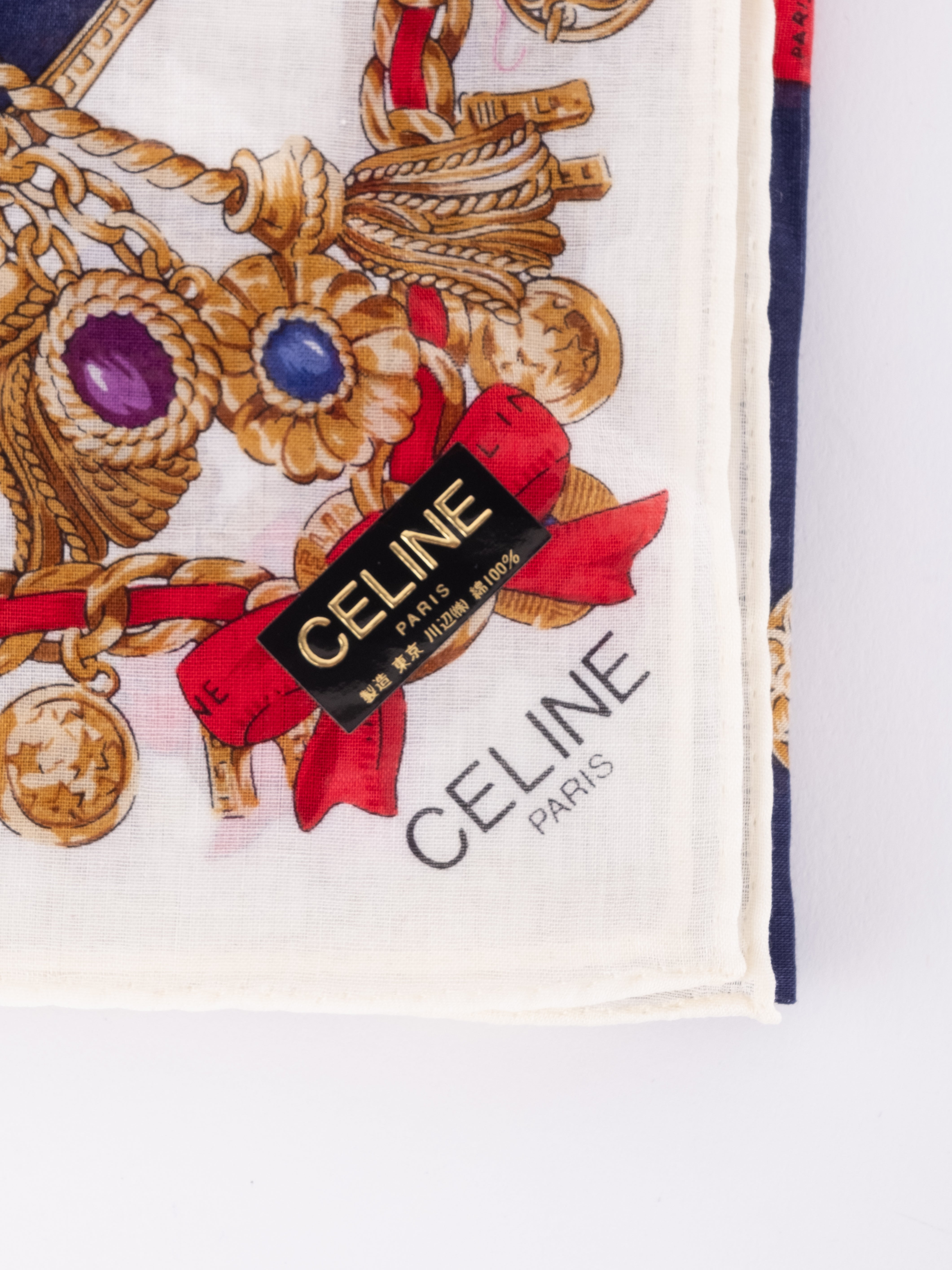 Celine Vintage Chain Print Cotton Scarf