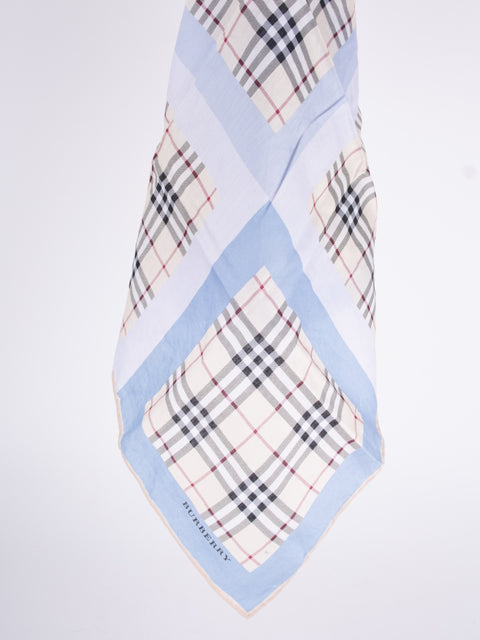 Burberry Vintage Blue Check Cotton Scarf
