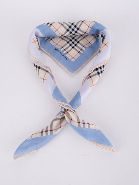 Burberry Vintage Blue Check Cotton Scarf