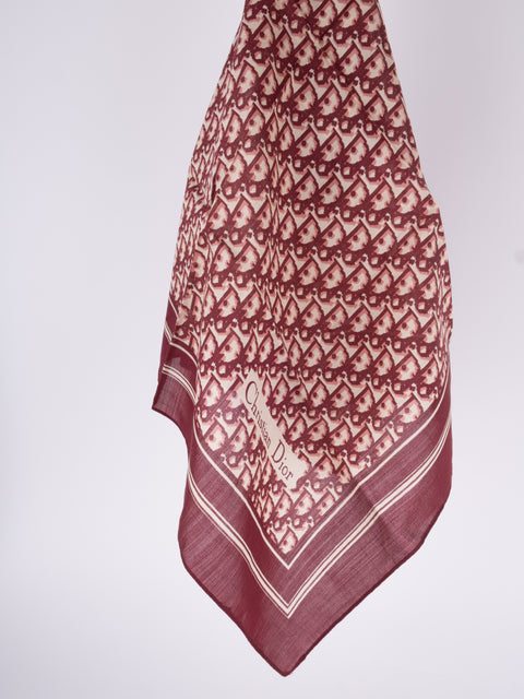 Dior Vintage Red Trotter Cotton Scarf נדיר להשגה