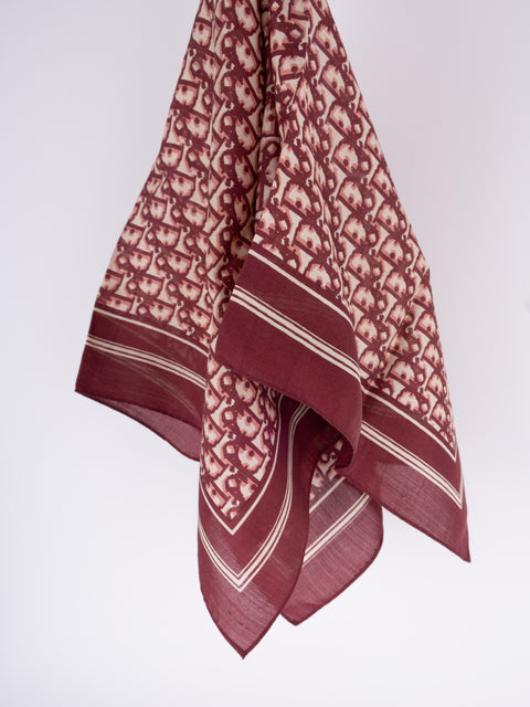 Dior Vintage Red Trotter Cotton Scarf נדיר להשגה