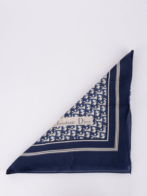 Dior Vintage Blue Trotter Cotton Scarf