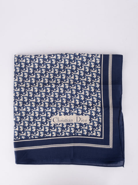 Dior Vintage Blue Trotter Cotton Scarf