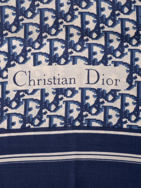 Dior Vintage Blue Trotter Cotton Scarf