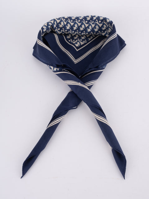 Dior Vintage Blue Trotter Cotton Scarf