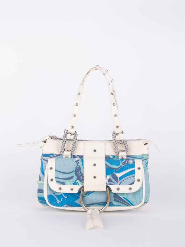 DOLCE & GABBANA Vintage Y2K Early 2000s Print D-Ring Shoulder Bag סופר קשה להשגה! נדיר!