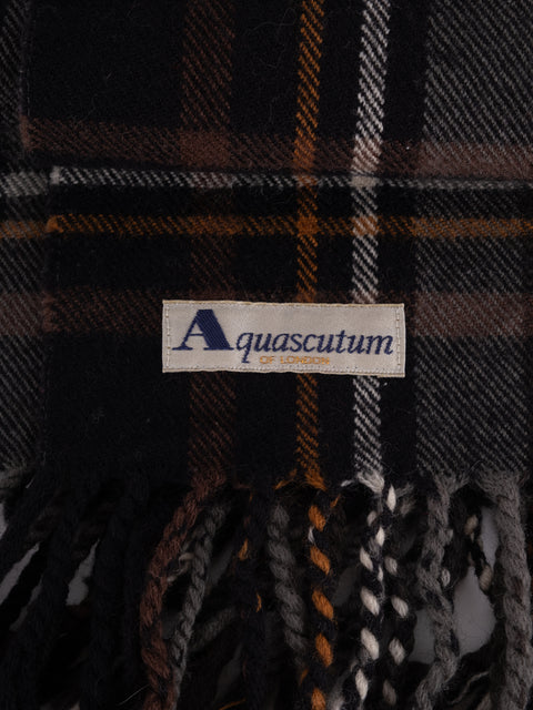 Aquascutum Vintage Dark Plaid Scarf