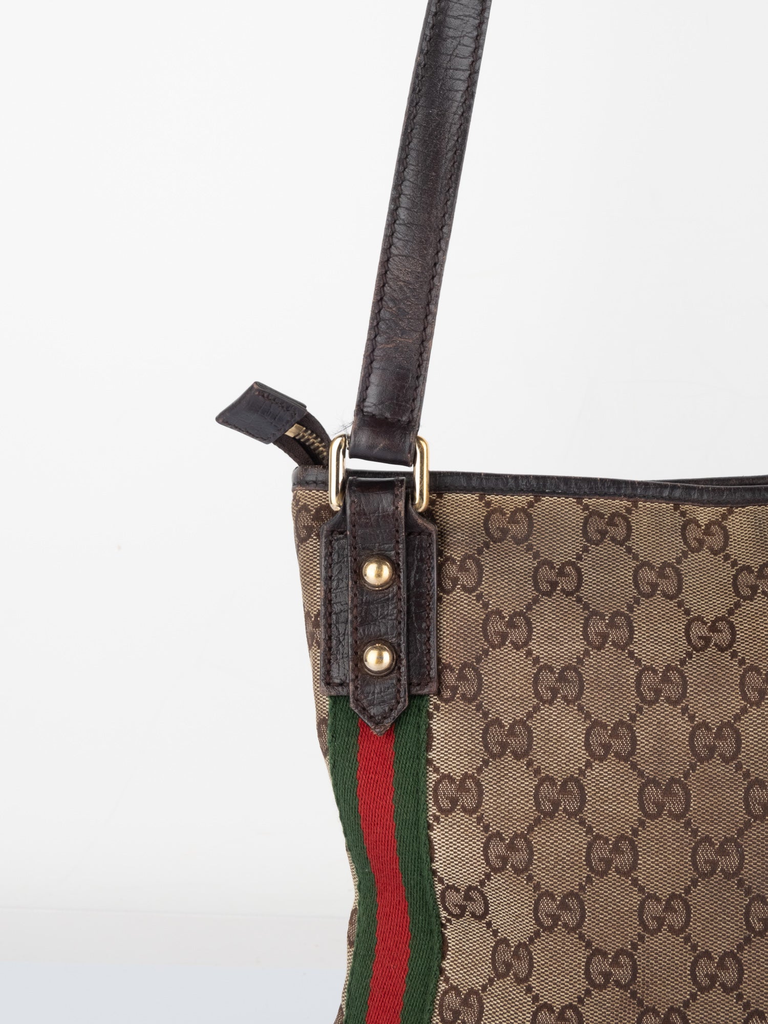 Gucci Vintage Monogram Crossbody Bag with Web Stripe