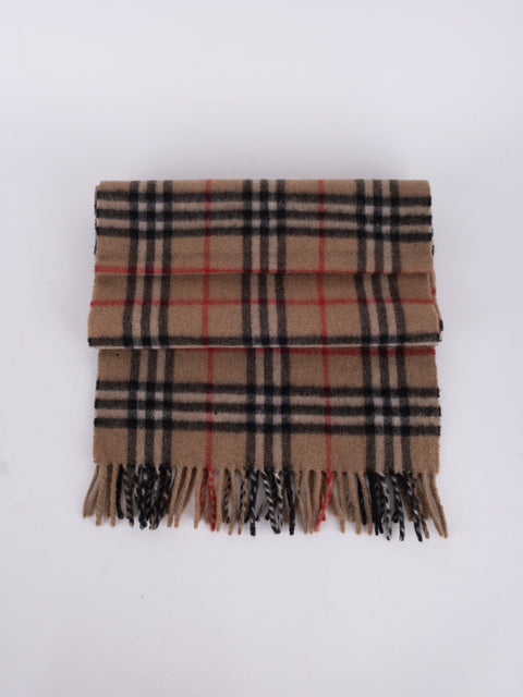 Burberrys Vintage Beige Cashmere Check Scarf
