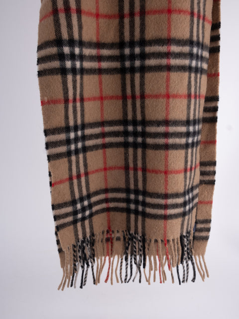 Burberrys Vintage Beige Cashmere Check Scarf