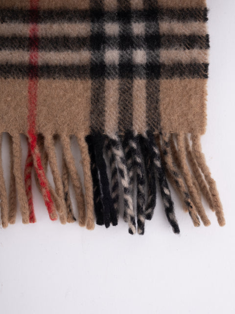 Burberrys Vintage Beige Cashmere Check Scarf