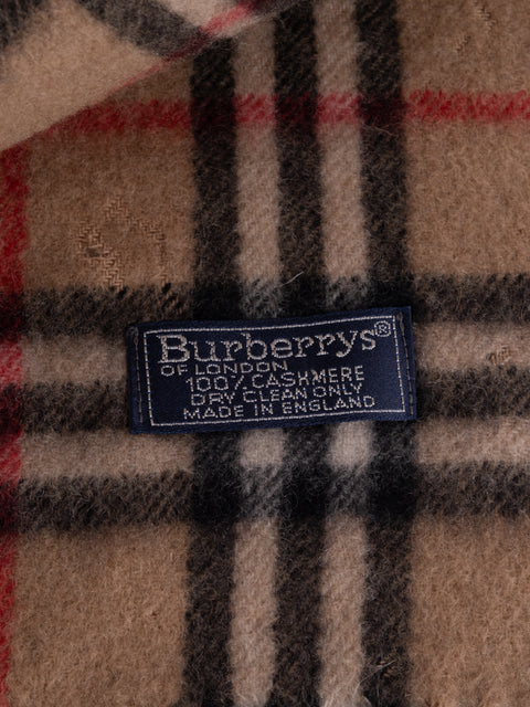 Burberrys Vintage Beige Cashmere Check Scarf