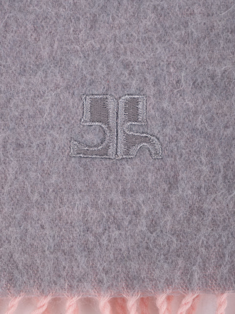 Courrèges Vintage Grey and Pink Scarf