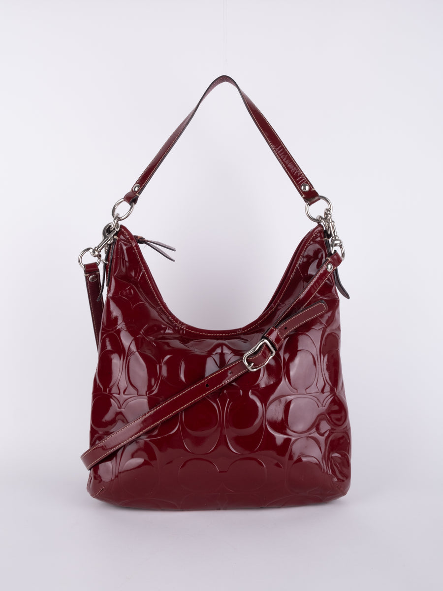 COACH Signature Patent Vintage Hobo Bag
