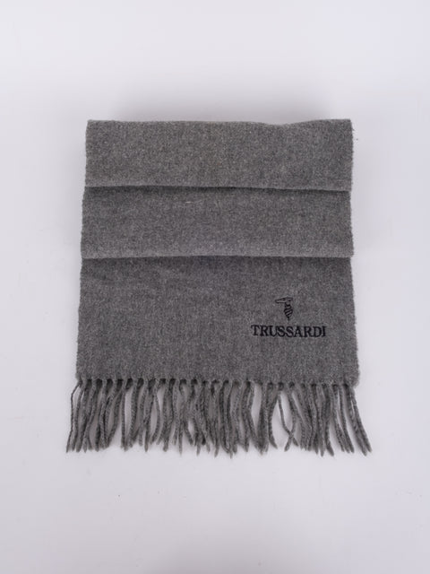 Trussardi Vintage Grey Fringed Scarf